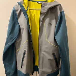 The North Face Gray and Teal Raincoat